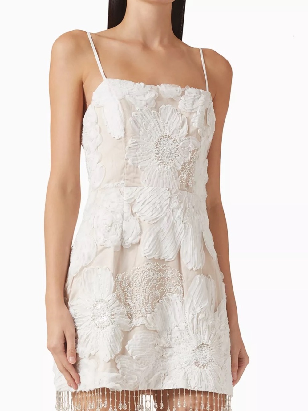 Elliott White 3D Floral Embellished Slip Dress
